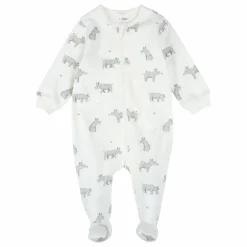 Sale Petit Lem Pyjama Avec Pieds Rhinocéros Coton Bio | Ivoire