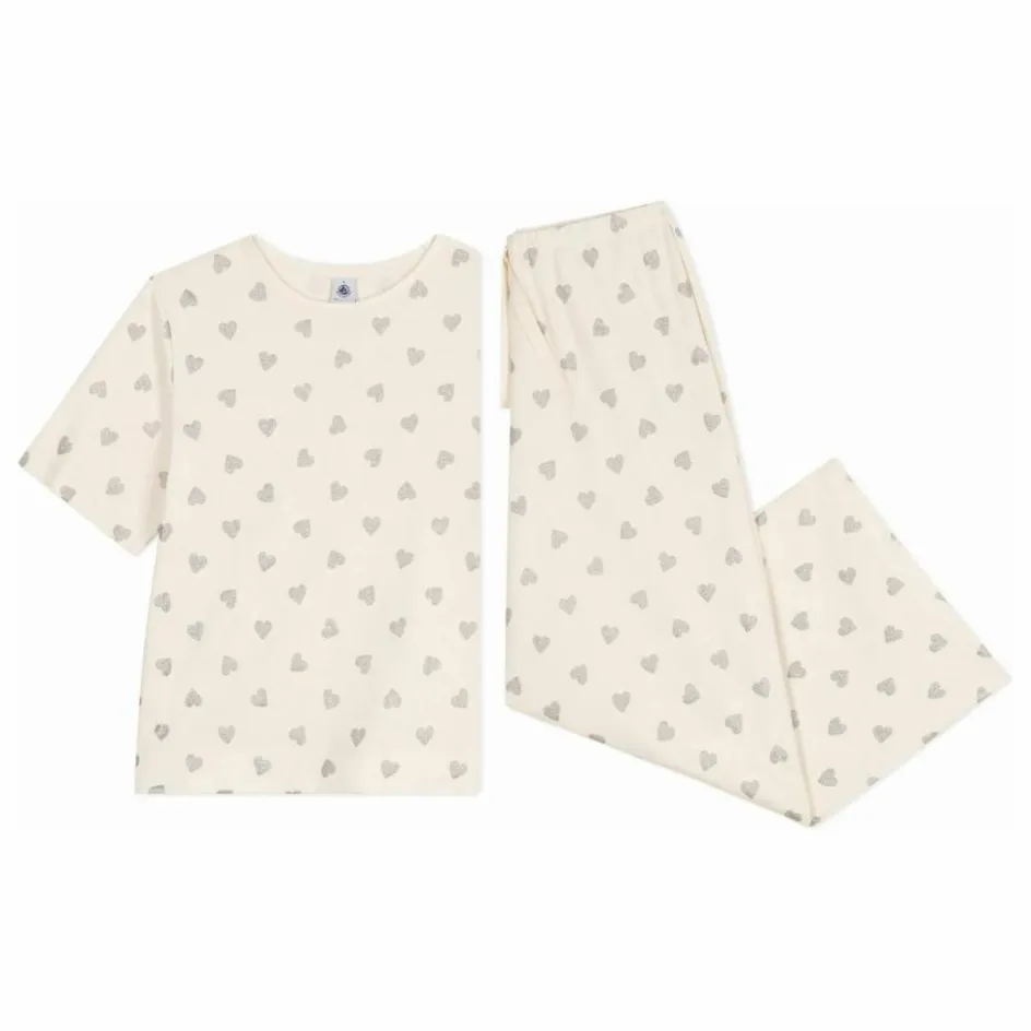 Femme Petit Bateau Nuit*Pyjama Cœurs Pailletés Coton Bio |