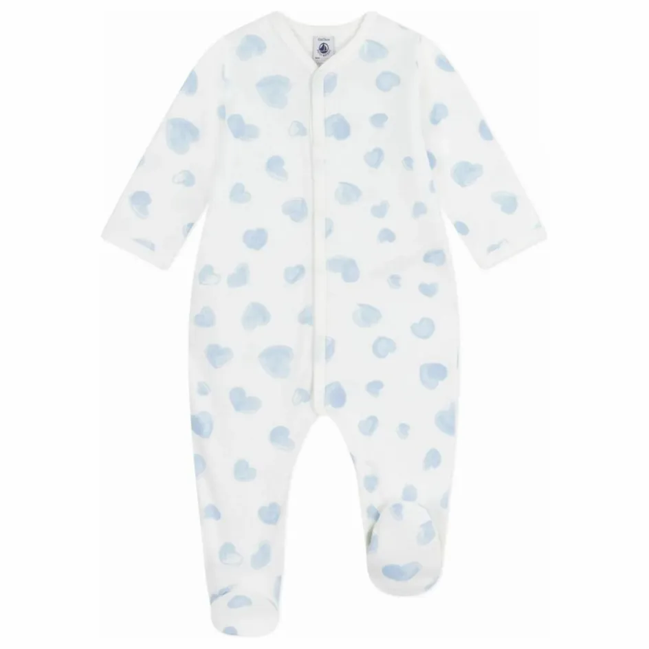 Sale Petit Bateau Pyjama Dors Bien Epais Cœurs Coton Bio | Bleu
