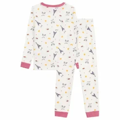 New Petit Bateau Pyjama Paris Col Rayé Coton Bio | Blanc