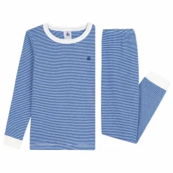 Online Petit Bateau Pyjama Rayé Bords Contrastés Coton Bio | Bleu