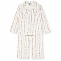 Best Sleepy Doe Pyjama Rayé Fleuri Coton Bio | Ecru