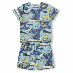 Molo Pyjama Short Luvis Baleines Coton Bio | Bleu