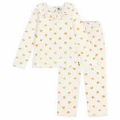 Petit Bateau Pyjama Volants Cœurs Pailletés Coton Bio ||Enfant Nuit, Sous-Vêtements