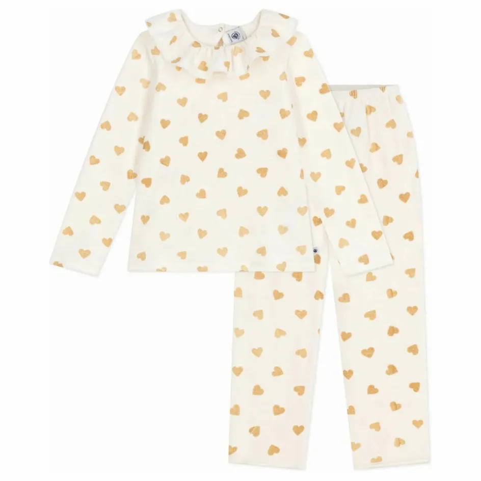 Petit Bateau Pyjama Volants Cœurs Pailletés Coton Bio ||Enfant Nuit, Sous-Vêtements