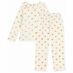 Petit Bateau Pyjama Volants Cœurs Pailletés Coton Bio ||Enfant Nuit, Sous-Vêtements