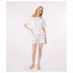 Discount Petit Bateau Pyjashort Broken Coton Bio | Ecru