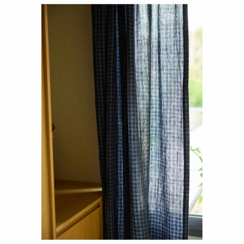 Hot Gabrielle Paris Rideau en lin lavé 135x280 cm | Vichy Marine