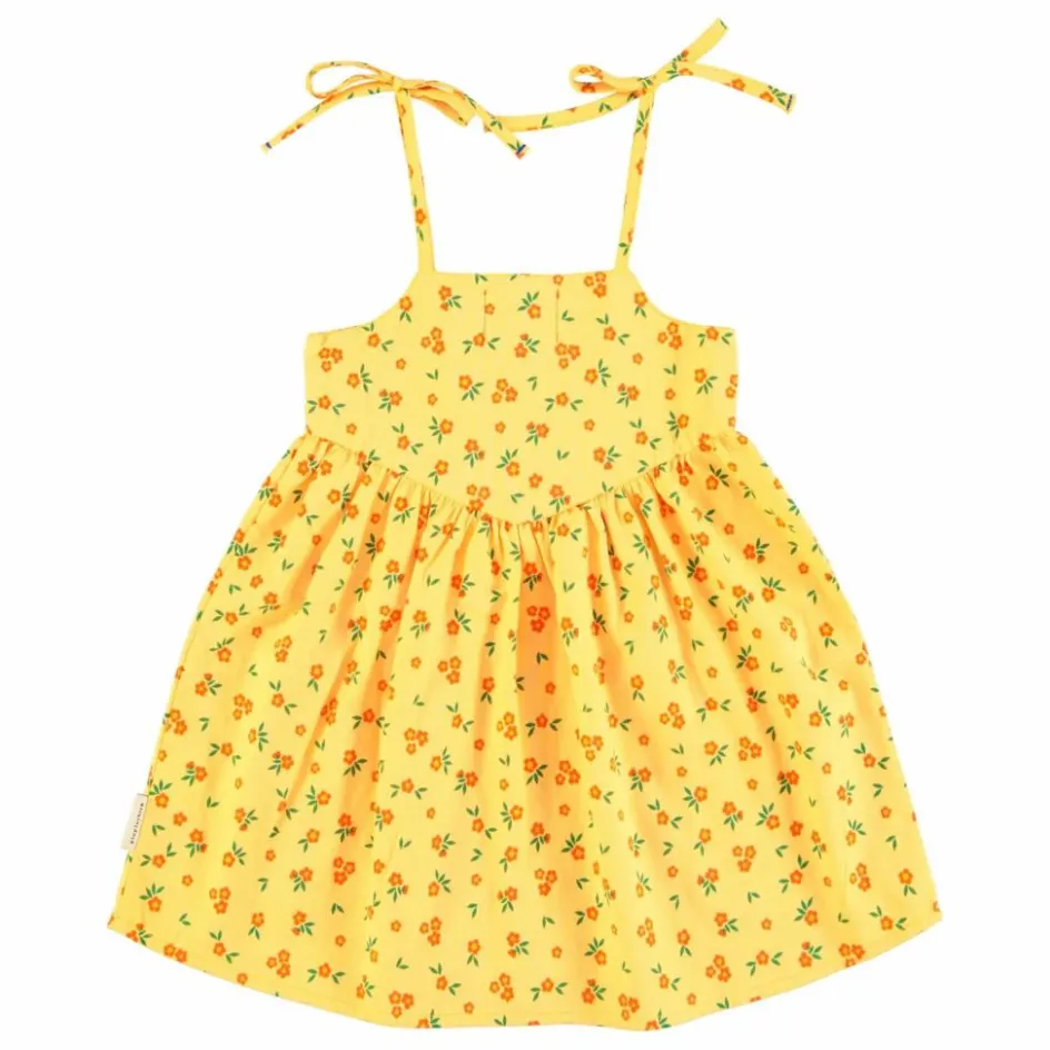 Hot Piupiuchick Robe Fleuri Coton Bio | Jaune