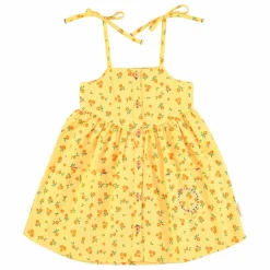 Hot Piupiuchick Robe Fleuri Coton Bio | Jaune