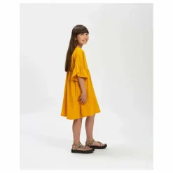 Best Matona Robe à Volants Coton Bio | Jaune moutarde