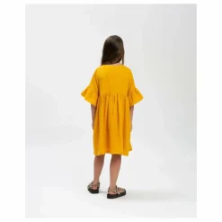 Best Matona Robe à Volants Coton Bio | Jaune moutarde