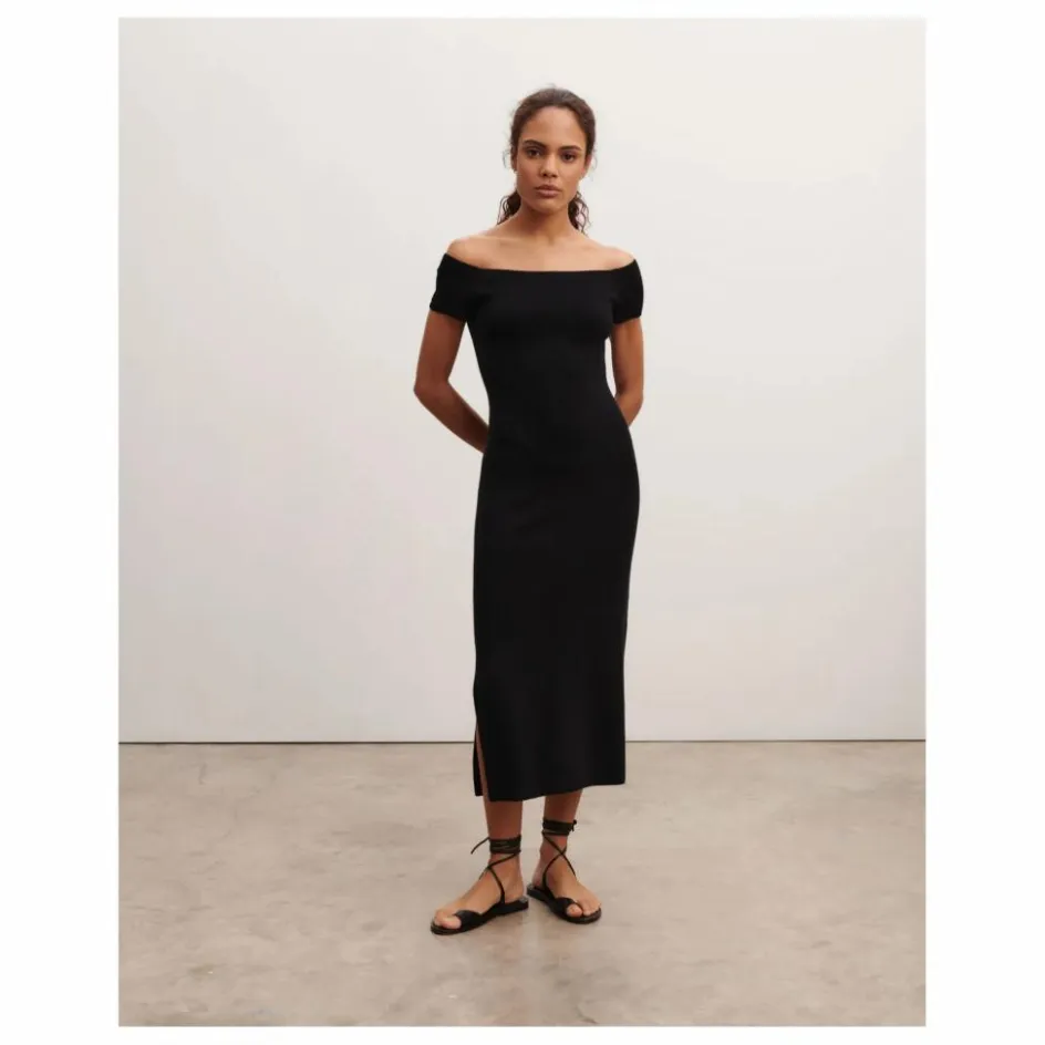 Femme Bompard Robes, Combinaisons*Robe Col Bardot Soie et Cachemire |