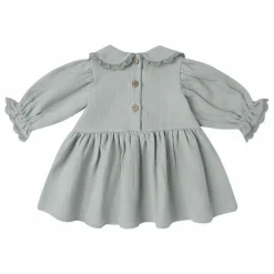 Quincy Mae Robe Col Gaze de Coton Bio | Bleu gris