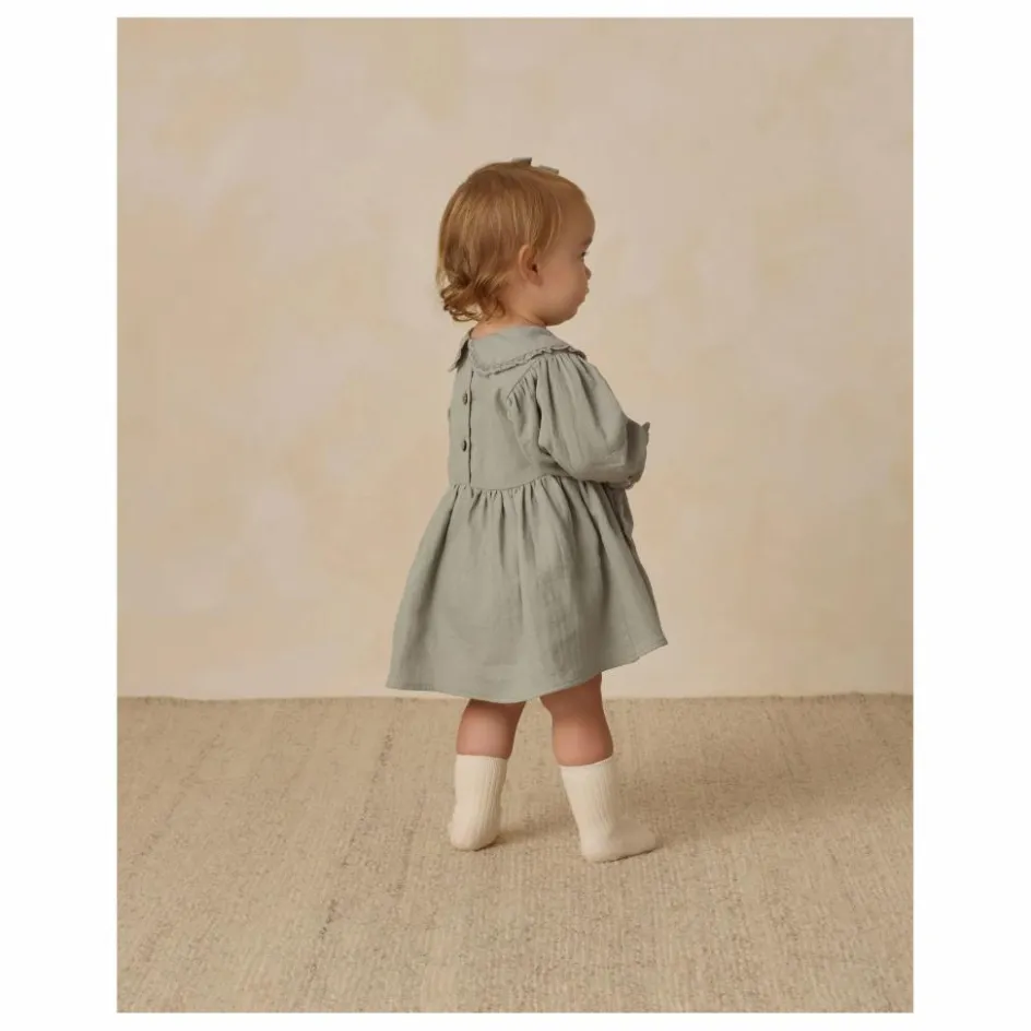 Quincy Mae Robe Col Gaze de Coton Bio | Bleu gris