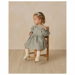 Quincy Mae Robe Col Gaze de Coton Bio | Bleu gris