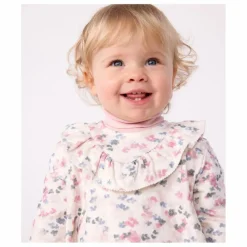 Petit Bateau Robes*Robe Col Volant Fleurie Coton Bio |