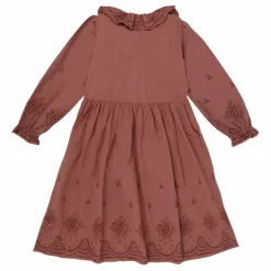 Sale the new society Robe Coton Bio Brodée Beatrice | Lie de vin