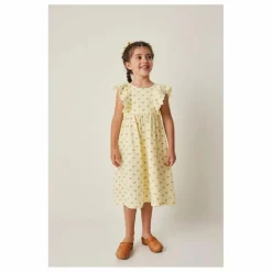 Sale Tocoto Vintage Robe Fleurs Volants | Jaune