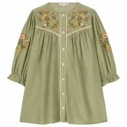 Clearance Louise Misha Robe Floriane Velours Côtelé Fin | Vert amande