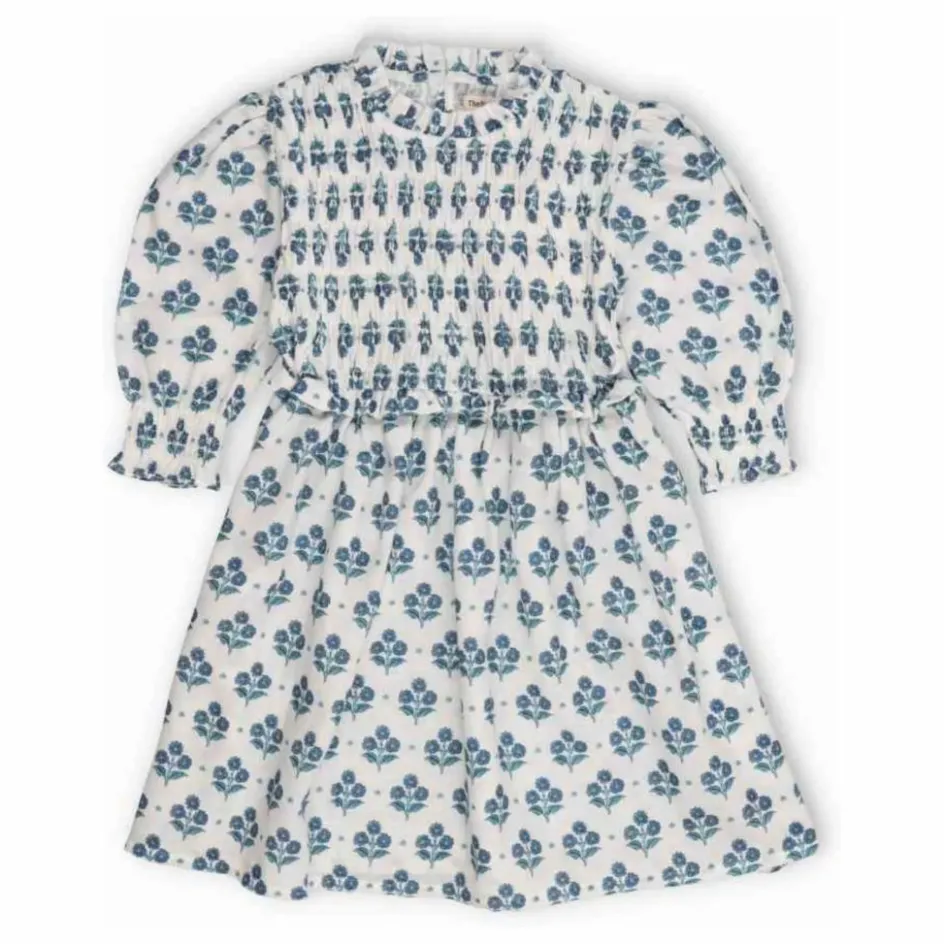 the new society Robe Froncée Fleurs Eleni | Blanc