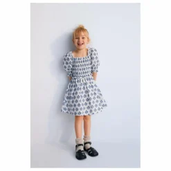 the new society Robe Froncée Fleurs Eleni | Blanc
