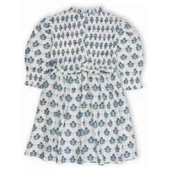 the new society Robe Froncée Fleurs Eleni | Blanc