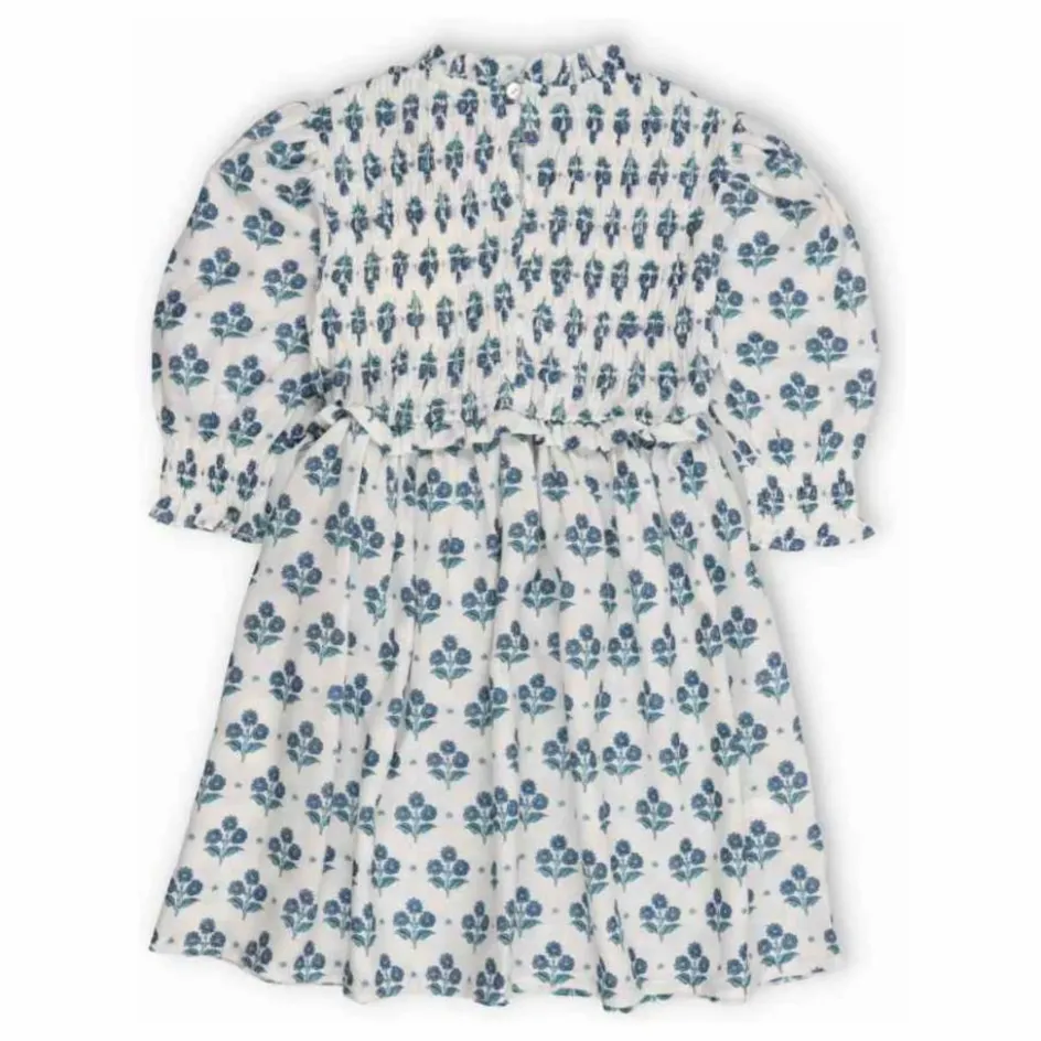 the new society Robe Froncée Fleurs Eleni | Blanc