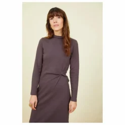 Best SMALLABLE BASICS Robe Longue Nouée Femme Coton Organique | Gris anthracite