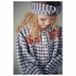 New Louise Misha Robe Massilia Brodée Carreaux | Bleu