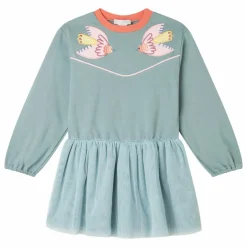 Clearance Stella McCartney Kids Robe Oiseaux Tulle | Bleu gris