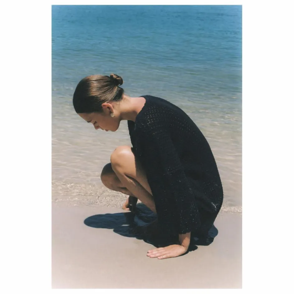 New Peony Robe Pointelle Coton Bio | Noir