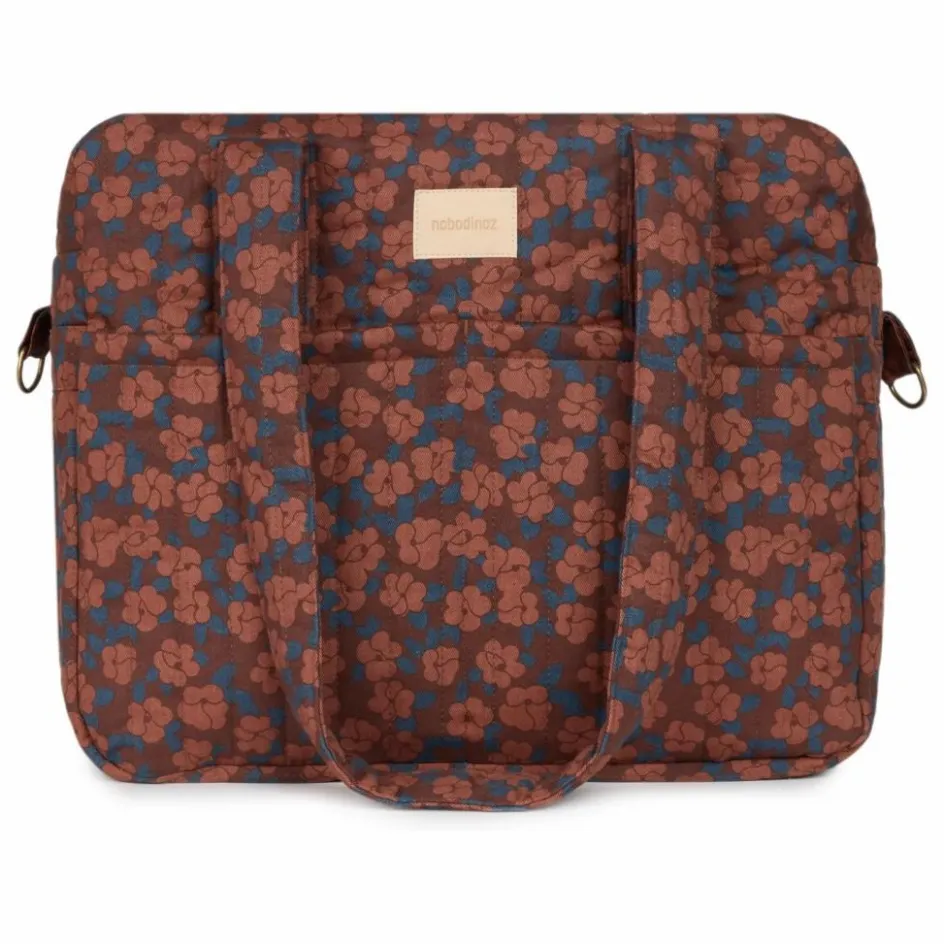 Nobodinoz Sac à langer imperméable Hyde Park Maroon Poppies || Sacs À Langer|Puériculture