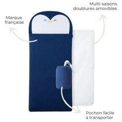 Les Petites Billes Sac de couchage multi-saison Pingouin ||Enfant Linge De Lit Enfant