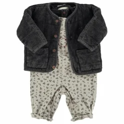 Discount Piupiuchick Salopette Fleurie Bébé | Gris clair