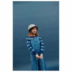 Emile et Ida Salopette Fleurie Velours Côtelé | Bleu