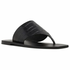 New A. Emery Sandales Paton Embossées Crocodile | Noir