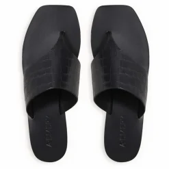 New A. Emery Sandales Paton Embossées Crocodile | Noir