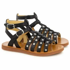 Discount Pom d'Api Sandales Plagette Stud | Noir mat