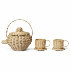 Ferm Living Kids Cuisines, Marchandes*Service à thé à jouer en rotin |