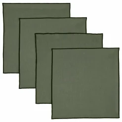 Online Communauté de biens Serviette de table en lin lavé-surfilée - Set de 4 | Vert kaki