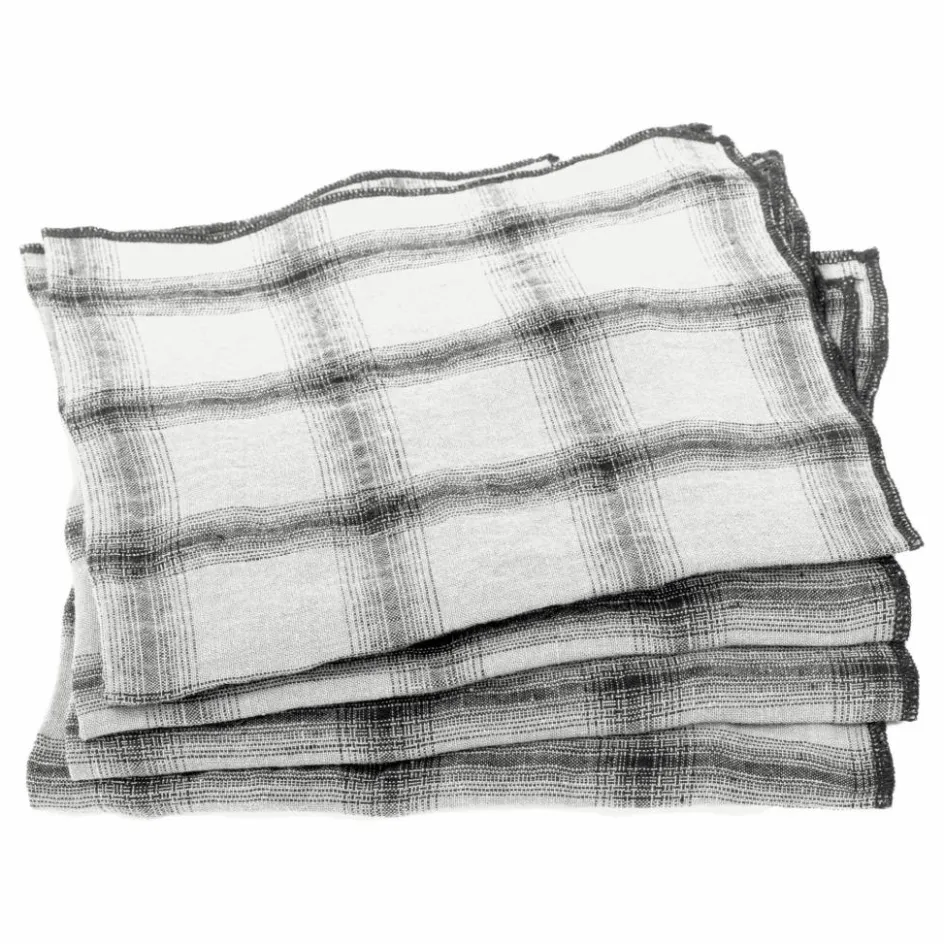 Clearance Le Monde Sauvage Serviettes de table Highlands en lin lavé - Set de 4 | Blanc