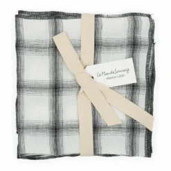 Clearance Le Monde Sauvage Serviettes de table Highlands en lin lavé - Set de 4 | Blanc