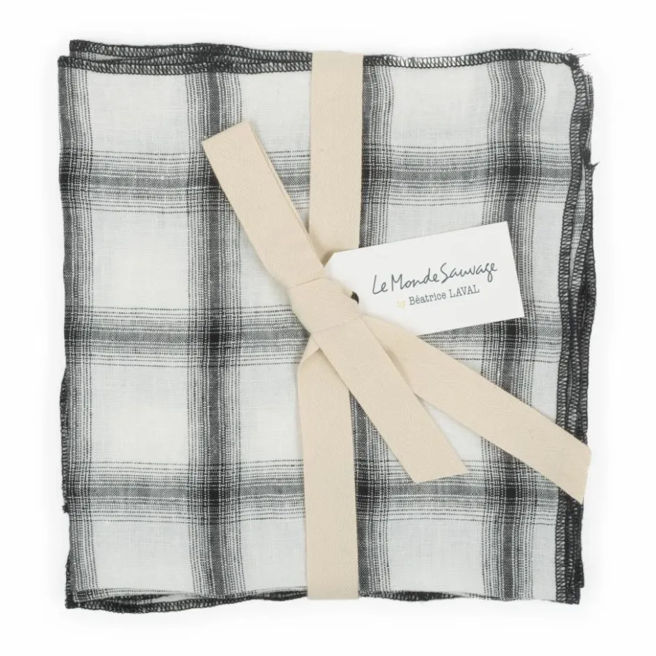 Clearance Le Monde Sauvage Serviettes de table Highlands en lin lavé - Set de 4 | Blanc