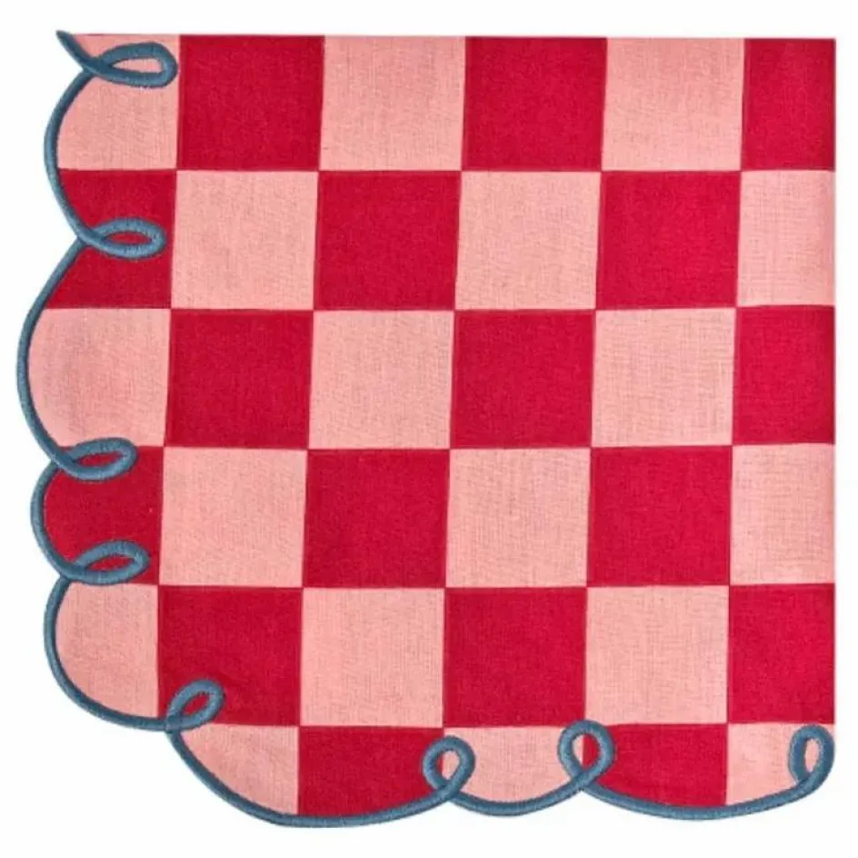 Discount Bitossi Serviettes de table vichy Dama Rosa - Set de 2 | Rouge