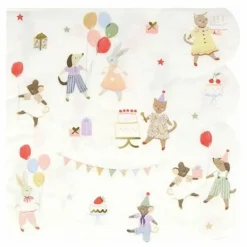 Enfant Meri Meri Décoration De Fête*Serviettes en papier d'anniversaire Animal Friends - Set de 16