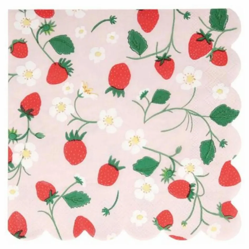 Meri Meri Serviettes en papier Fraises - Set de 16|Enfant Décoration De Fête