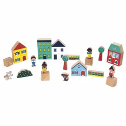 Janod Set de cubes en bois Ville - Cross Roads| Jouets D'Éveil
