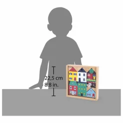 Janod Set de cubes en bois Ville - Cross Roads| Jouets D'Éveil