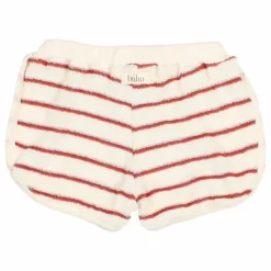 Clearance Búho Short Terry Rayures Eponge Bébé Coton Bio | Rouge